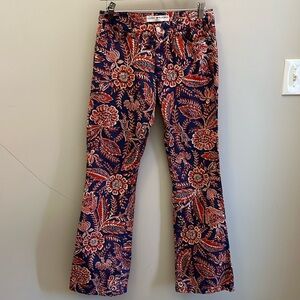 Vintage Tommy Hilfiger Flared Pants Floral Paisley Size 2 Red Blue Retro